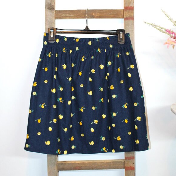 J. Crew Lemon Print 2-Pocket Mini Skirt - Picture 2 of 9